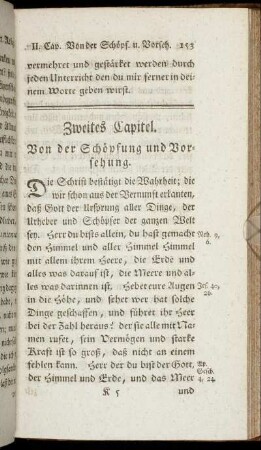 Zweites Capitel. Von der Schöpfung und Vorsehung.