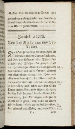 Zweites Capitel. Von der Schöpfung und Vorsehung.
