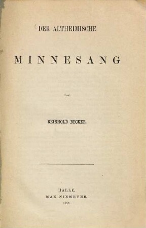 Der altheimische Minnesang