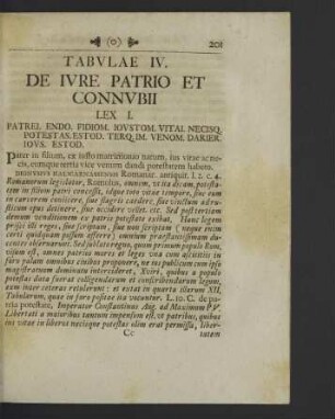 Tabulae IV. De iure patrio et connubii.