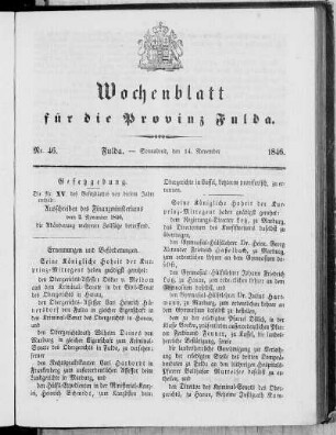 Nr. 46, Ausgabe vom 14. November 1846