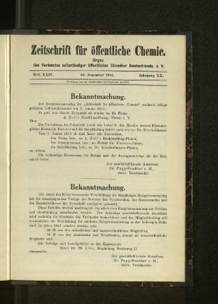 Heft XXIV. 30. Dezember 1914. Jahrgang XX.