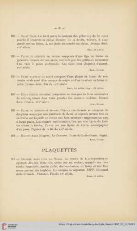 Plaquettes (Nr. 189 - 208)