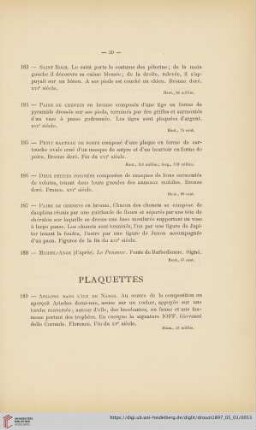 Plaquettes (Nr. 189 - 208)