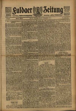 Erste Ausgabe vom Samstag, den 23. September 1911.