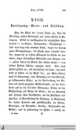 XVIII. Fortsetzung: Wein und Obstbau