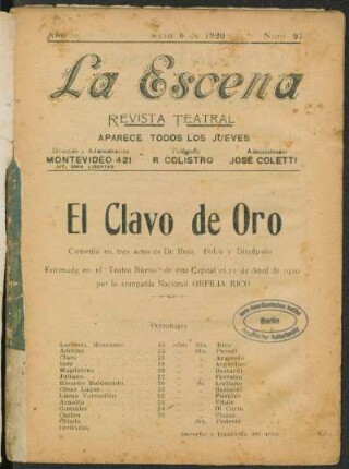 El clavo de oro : comedia en tres actos
