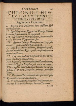 Chronici Hierosolymitani Liber Duodecimus.