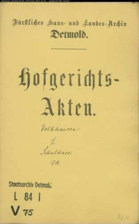 Volkhausen, Notar gegen Schmedtmeier (Schmidtmeier) zu Meiersfeld, Betke zu Remmighausen, Meier im Neuenwalde (Niewald) und Reineke in der Oettern - Schuldforderung