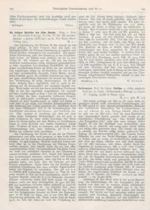 243-244 [Rezension] Schlögl, Nivard Joh. (Hrsg.), Die heiligen Schriften des Alten Bundes. IV. Bd. Die prophetischen Bücher