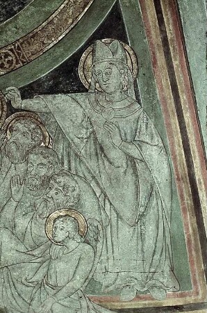 Christus in der Mandorla, umgeben von Aposteln, den Evangelisten und dem heiligen Clemens