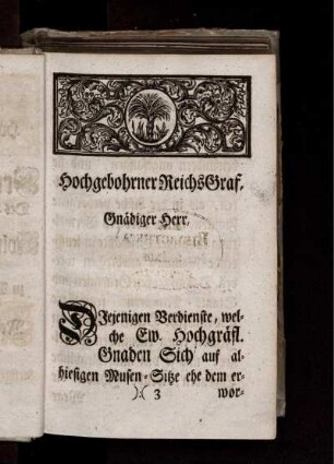 Hochgebohrner Reichs Graf