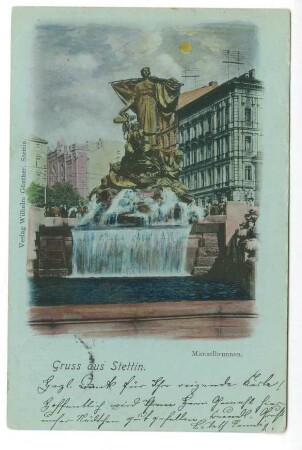 Gruss aus Stettin. Manzelbrunnen.