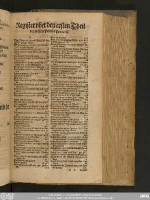 Register uber den ersten Theil der grossen Postilla Pomarii.