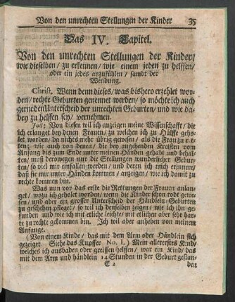 Das IV. Capitel. Von den unrechten Stellungen der Kinder