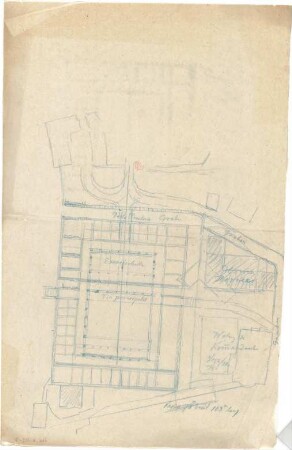 Thiersch, August ; Deisenhofen (Deutschland); Udine, Palma (Italien); Flureinteilung, römisch - Lageplan m. Grundriss