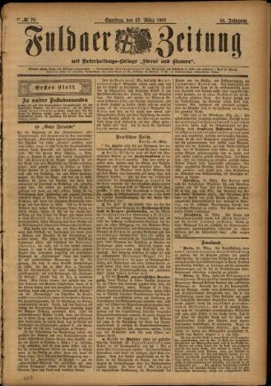 Erste Ausgabe vom Samstag, den 27. März 1897.