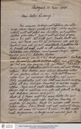 Brief vom 13.06.1920