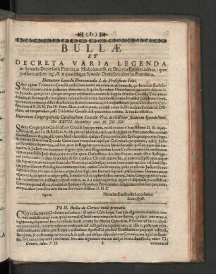 Bullae et Decreta Varia Legenda