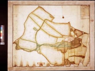 Geometrischer Plan über Äcker, Wiesen, Waldung und Hecken in der Gemarkung des Dorfs Michelrieth (Inselkarte)