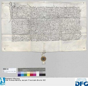 Dr. iur. utr. Johann Gemel tritt auf sechs Jahre in die Dienste der Stadt Nürnberg. - Siegler und Unterschrift: der Aussteller.