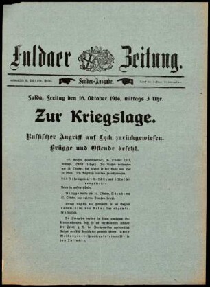 Ausgabe vom Freitag, den 16. Oktober 1914.