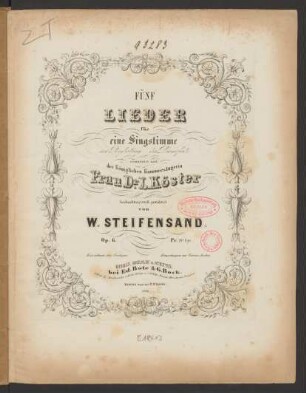 Fünf Lieder für eine Singstimme mit Begleitung des Pianoforte op. 6