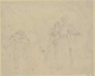 Zu Shakespeares "Der Sturm", Blatt 3, 1. Akt, 2. Szene: Prospero ruft Ariel herbei, Miranda schläft