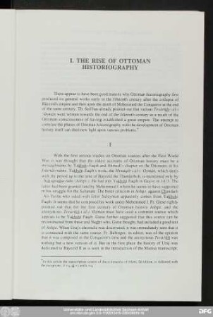 I. The Rise Of Ottoman Historiography