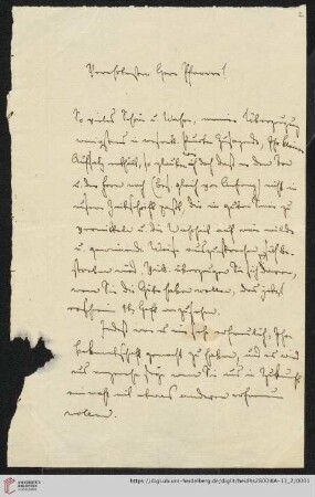 Korresponenz Christian Gottlob Barth / Karl Ullmann: Brief von Carl Ullmann an Christian Gottlob Barth