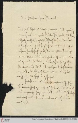 Korresponenz Christian Gottlob Barth / Karl Ullmann: Brief von Carl Ullmann an Christian Gottlob Barth
