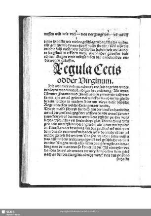 Regula Cetis odder Virginum