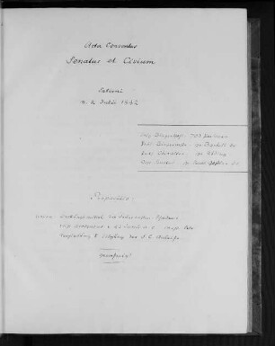 Acta Conventus Senatus et Civium, Saturni d. 2. Julii 1842