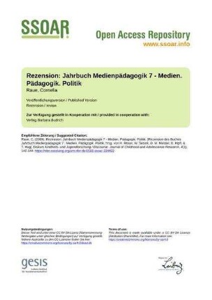 Rezension: Jahrbuch Medienpädagogik 7 - Medien. Pädagogik. Politik
