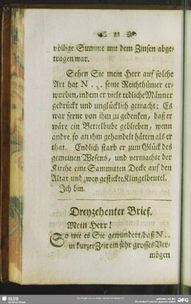Dreyzehnter Brief. Mein Herr!
