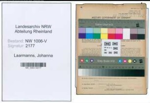 Entnazifizierung Johanna Laarmanns , geb. 06.08.1911 ()
