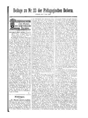 Mitteilungen : Beilage zu Nr. 23 der Pädagogischen Reform
