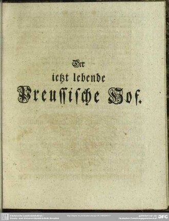 Welchem beygefüget der ietzt lebende Preussische Hof