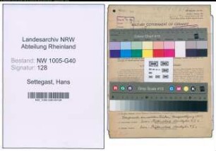 Entnazifizierung Hans Settegast , geb. 14.06.1883 (Landgerichtsdirektor)