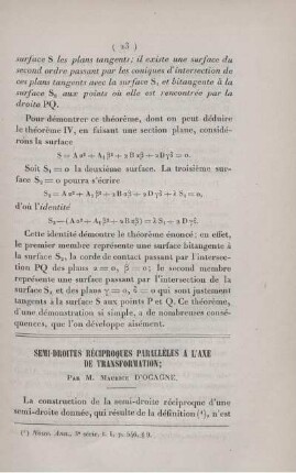 Semi-droites réciproques parallèles a l'axe de transformation.