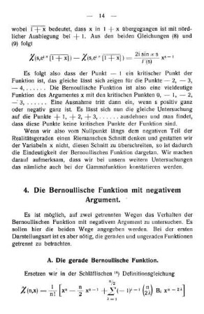 4. Die Bernoullischen Funktion mit negativen Argument.