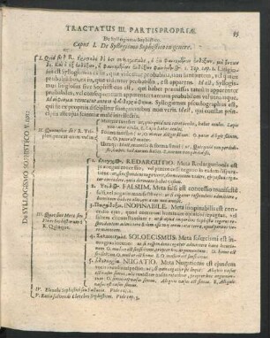 Tractatus III. Partis Propriae. De Syllogismo Sophistico.