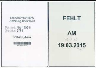 Entnazifizierung Anna Solbach , geb. 01.03.1895 (Pflegerin)
