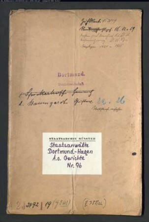 Angeklagter: Baumgardt, Gustav; Angeklagter: Spiekerhoff, Heinrich: Landfriedensbruch (Plünderungen usw. in Hamm am 3.- 4.7.1919)