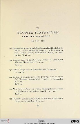 VI. Bronze-Statuetten (Nr. 148-189)