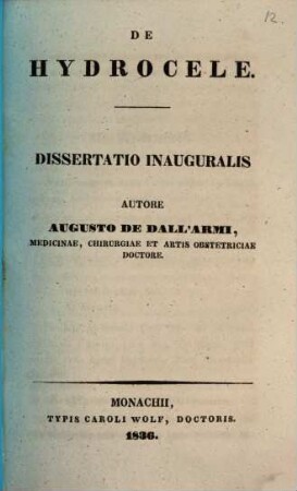 De hydrocele : dissertatio inauguralis