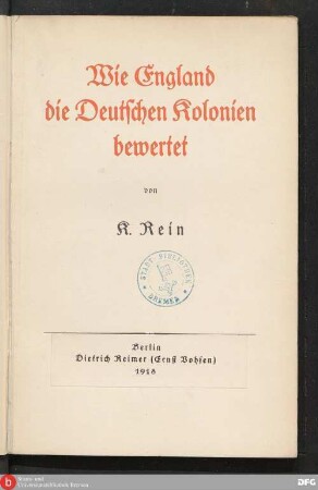 Wie England die Deutschen Kolonien bewertet