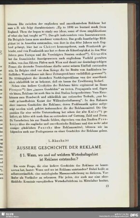 1. Abschnitt. Äussere Geschichte der Reklame