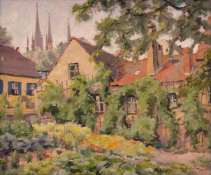 "Blick vom Blumen- und Gemüsegarten auf Kirchtürme" (Werder)