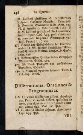 148-238, Dissertationes, Orationes & Programmata.
